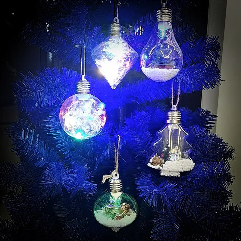 Bulk 5pcs Light Up Clear Xmas Ball Ornaments Hanging Ornaments Wholesale